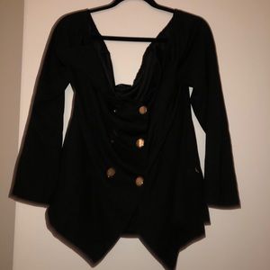 Off the shoulder black long sleeve top